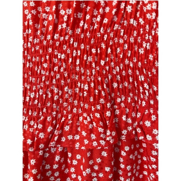 Rebecca Taylor Silk Malia Floral Ruffle Dress in Cherry - Picture 6 of 8